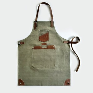 Delantal Industrial Duradero de Lona y Cuero con Cremallera, Ajustable Cruzado en la Espalda, para Chef, Barbero, Barista, Carpintero, Herramientas de Taller LCA-0017 - Product Image 1