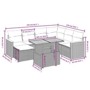 Ensemble de canapés de jardin en rotin gris avec coussins en mousse haute densité, mobilier d'extérieur au design contemporain - Product Image 3