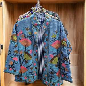 TNT cotton Handmade Suzani Embroidery <b>Jacket</b> Vintage Indian <b>Kantha</b> Cotton Coat - Product Image 4