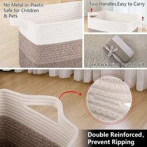 Cotton Rope Cube <b>Storage</b> <b>Basket</b> Decorative Woven Shelf Organizer for Closet Nursery Home <b>Storage</b> <b>Soft</b> Durable Fabric Bin - Product Image 2
