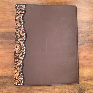 Carpeta de cuero de gamuza con herramientas manuales 2024, carteras grandes de punto de vaquero, cartera Floral multifunción, carpeta de documentos de piel de vaca - Product Image 3