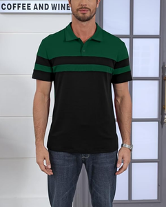 OEM Service Wholesale Breathable Color Block Knitted Print Men's for <b>Shirt</b> Casual Short Sleeve Cotton/Poly Blend Pique - Product Image 4