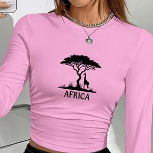 เสื้อแขนยาวผู้หญิงแฟชั่นยีราฟแอฟริกา - Product Image 2