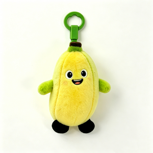 Peluche de plátano bordado personalizado, llavero de peluche con forma de plátano, llavero de peluche de plátano con cara sonriente, amuleto de peluche de plátano amarillo - Product Image 4