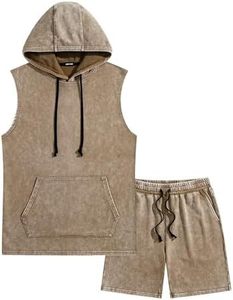 Ensemble court à capuche délavé à l'acide pour homme, tenue streetwear deux pièces, ensemble à capuche vintage délavé, ensemble court délavé à l'acide - Product Image 4