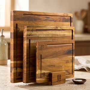 Acacia <b>Wood</b> 3-<b>Piece</b> Cutting Board Set with Handle Dishwasher Safe 1.5 cm Thick for Meat Fruit Vegetable & Cheese - Product Image 1
