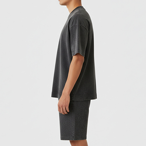 สินค้ามาใหม่ 2026 ชุดเซ็ต 2 ชิ้น ผ้าฝ้าย 100% สำหรับผู้ชาย ลวดลายย้อมสีแบบแอซิดวอช พิมพ์โลโก้ด้วยผ้าไหมแบบสั่งทำ ระบายอากาศได้ดี สไตล์สตรีทแวร์ สีพื้น - Product Image 2