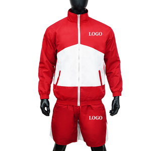 Ensemble court coupe-vent streetwear grande taille pour homme, haute qualité, logo personnalisé, couleur unie, été, écologique, léger, deux pièces - Product Image 1