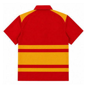 NSPDK Sorority – chemise rayée boutonnée pour femmes, manches courtes, rouge et jaune, couleur contrastée, décontractée, printemps-été, T-shirt pour femmes - Product Image 2
