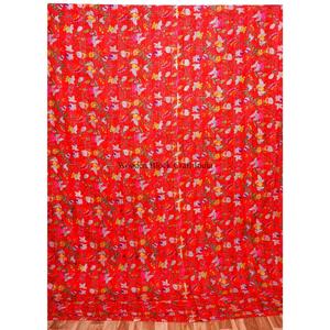 Colcha Kantha de Algodón 100% Orgánico, Hecha a Mano en Rajasthan, Estampada, Reversible, Vintage, Ecológica, para Todas las Estaciones, Tamaño Doble - Product Image 1