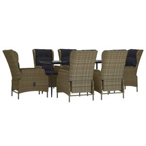 Juego de comedor de jardín de 7 piezas de ratán sintético marrón - Product Image 3