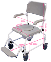 Chaise de douche mobile autopropulsée pour personnes à mobilité réduite, résistante à l'eau et à la corrosion