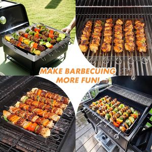 Griglia BBQ Pieghevole in Acciaio Inox con Set di 6 Spiedini Riutilizzabili da 33 cm per Feste all'Aperto e al Chiuso - Product Image 4
