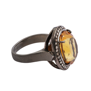 Memoria Jewels Natural <b>Citrine</b> Gemstone 925 Solid Sterling Silver Prong Set Black Rhodium Plated Handmade <b>Rings</b> Jewelry - Product Image 4