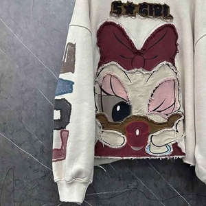 เสื้อสเวตเชิ้ตแบบย้อมสีเอซิดสั่งทำพิเศษ OEM ขายส่ง ยอดนิยม 350GSM เสื้อสเวตเชิ้ตหนาน้ำหนักมาก คุณภาพสูง คอวีแบบวินเทจ - Product Image 5