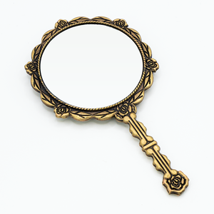 MACY BEAUTY KOREA Antique Bronze Rose Embossed Handheld <b>Mirror</b> Decorative Metal Vanity <b>Mirror</b> Round <b>Mirror</b> <b>Makeup</b> <b>Mirror</b> - Product Image 6
