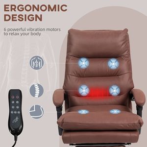Microfiber Heated Reclining Office Chair with Swivel Wheels Double Tier Padding and <b>Footrest</b> in Coffee Color - Product Image 4