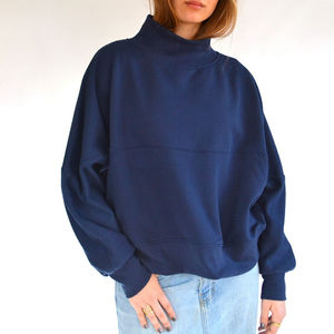 Pull col roulé oversize pour femme en coton 100% avec épaules tombantes, personnalisable avec logo imprimé, service OEM – Meilleures ventes - Product Image 6