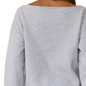 เสื้อสเวตเชิ้ตขนแกะสีเทาอ่อนสำหรับผู้หญิง สวมใส่สบายๆ แขนยาว มีซับใน อุ่นสบาย สไตล์สตรีทแวร์  แบบสวมหัว  ลายกรีก  สำหรับชมรมนักศึกษา - Product Image 4