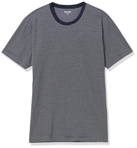 Camiseta de algodón a rayas para hombre, manga corta, cuello redondo, corte regular, informal, tejida, con ribete en contraste - Product Image 4