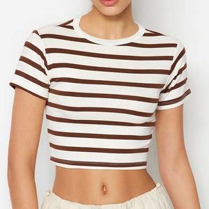 T-shirts courts unis et respirants pour femme 2025, effet délavé, avec logo personnalisé, vente en gros - Product Image 1