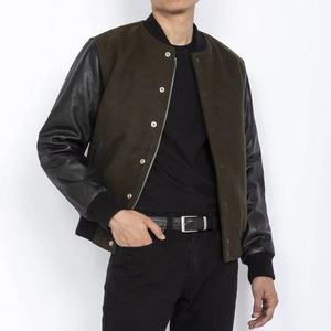 Men's Olive Green <b>Coach</b> Jacket With PU Leather Sleeves Button Closure Casual Style Regular Fit <b>Coaches</b> Jacket For Online Sale - Product Image 5