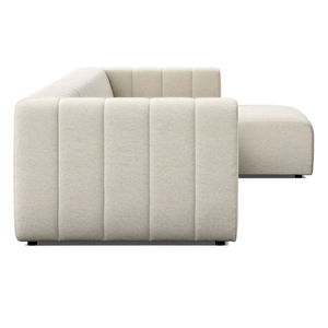 Sofá seccional moderno en forma de L con respaldo capitoné, cubierta de tela y brazos cuadrados para sala de estar - Product Image 3