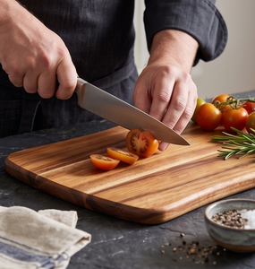 Planche à découper rectangulaire décorative en bois d'acacia et bambou, durable, pour servir la pizza et couper le fromage en cuisine (vente en gros) - Product Image 5