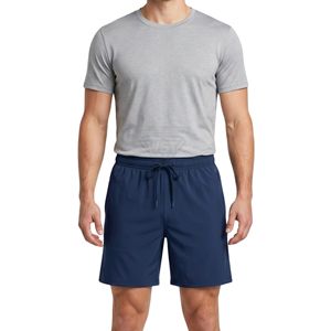 Shorts de sport classiques pour hommes, bleu marine, mélange de polyester, respirants, coupe ample, pour entraînement et fitness - Product Image 1