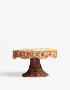 Soporte para Pastel Tejido en Tono Mostaza y Marrón Tostado, Pedestal Rústico Trenzado a Mano para Mesas de Estilo Rústico - Product Image 3