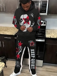Conjunto de Sudadera con Capucha y Pantalones Deportivos de 2 Piezas para Hombre, con Estampado de Letras, Ropa Deportiva, Suministro del Fabricante - Product Image 4