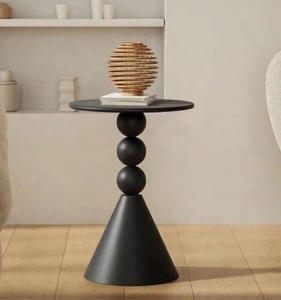 SWT 2025 Carved <strong>Round</strong> Solid Wood Top Side <strong>Table</strong> Pedestal <strong>End</strong> <strong>Table</strong> For Livingroom - Product Image 2