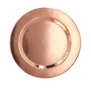 จานทองแดงและที่ชาร์จแก้วโต๊ะรับประทานอาหารแบบทุบด้วยมืออุปกรณ์เสิร์ฟอาหารเย็นสำหรับตกแต่งห้องครัวที่บ้าน - Product Image 2