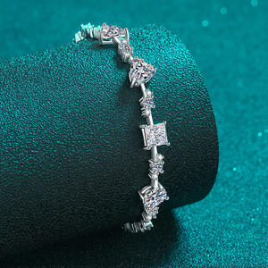 Tennis Style Silver Plated Moissanite Bracelet Brilliant Cut Claw Setting GRA Certified Trendy for Anniversary Wedding <b>Gifts</b> - Product Image 3