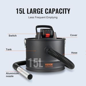 Aspirapolvere 15L 10 Kpa cenere per caminetti stufe a Pellet griglie BBQ - Product Image 3