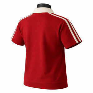 เสื้อโปโลสีแดงสำหรับผู้ชายแบบ OEM คอปกตัดสี ชุดกีฬาลำลองสำหรับทีม ผลิตขายส่งจำนวนมาก - Product Image 3