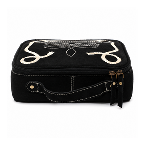 Estuche de joyería de cuero genuino de gamuza con bordado occidental, organizador de viaje, caja de almacenamiento con cremallera, estuche de joyería portátil para mujer - Product Image 1