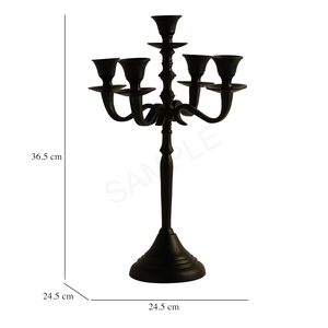 Candelabro de Aluminio Negro Mate de 5 Brazos, Moderno, de Metal Negro, con Cinco Ramas, Centro de Mesa, Soporte Oscuro - Product Image 5