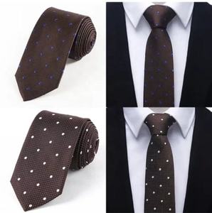 Corbata de seda personalizada para hombre con patrón de puntos bordado, elegante, formal, para negocios, bodas, fiestas, accesorio de corbata larga. - Product Image 6