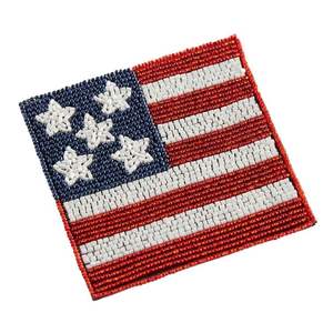 Set de table rond en verre perlé à motif drapeau américain, étoiles et rayures patriotiques rouges, blancs et bleus, fait main, pour salle à manger - Product Image 2