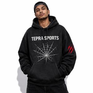 Sweat à capuche surdimensionné personnalisé OEM ODM pour homme, style streetwear, délavé à l'acide, 100% coton, doublure polaire, hiver - Product Image 1