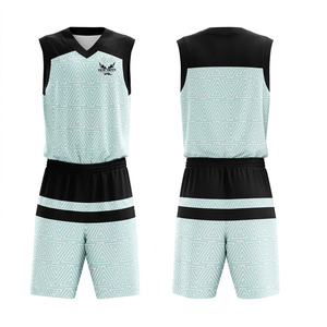 Uniforme de Baloncesto Sublimado Personalizado, Sin Mangas, Cuello en V, Absorbente de Humedad, Unisex para Adultos, Estampado Geométrico, Conjunto de Jersey Reversible - Product Image 1