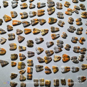 Pierre précieuse naturelle Jaspe Abeille Cabochon Formes Assorties, Paire Assortie pour Boucles d'Oreilles 10-25mm 3-5g Khushi Gems Stone Silver - Product Image 5