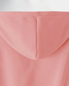 Women's Pink Regular Hooded Zipper Sweatshirt Solid Color Long Sleeve Fleece Breathable Eco-Friendly Winter Wear - Product Image 3