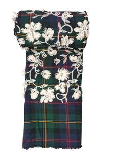 Tela de Algodón a Cuadros Verde Oscuro, Ligera, Transpirable y de Primera Calidad, con Apliques Florales Blancos en 3D, para Vestidos de Niñas y Mujeres - Product Image 2