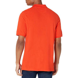 Men's <b>Orange</b> Short Sleeve Cotton Pique <b>Polo</b> Shirt Casual Breathable Solid Color Regular Fit Knitted Design Button Front - Product Image 2