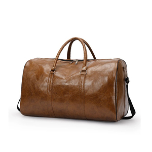 Sac de voyage en cuir véritable grande capacité pour hommes et femmes, en cuir de vachette souple noir, motif lettres décontracté, avec serrure, grand sac de week-end - Product Image 1