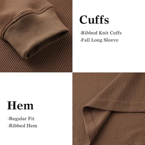 <b>Men</b>’s Waffle Thermal Long Sleeve <b>Shirt</b>, Casual Textured T-<b>Shirt</b> with Chest Pocket, Lightweight Warm Pullover Top for Fall/Winter - Product Image 3