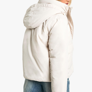 Puffer <b>Jacket</b> Embroidered Logo Zipper Closure Casual Winter Coat Short Loose Fit Unisex - Product Image 3