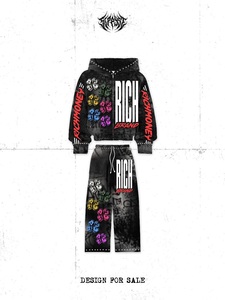 ชุดเสื้อฮู้ด RICH BRAND สไตล์สตรีทแวร์ ยูนิเซ็กส์ ทรงโอเวอร์ไซส์ ดีไซน์ซิป ลายพิมพ์ซับลิเมชั่น ผ้าโพลีเอสเตอร์เฟรนช์เทอร์รี่ เหมาะสำหรับใส่ในฤดูใบไม้ร่วง - Product Image 3